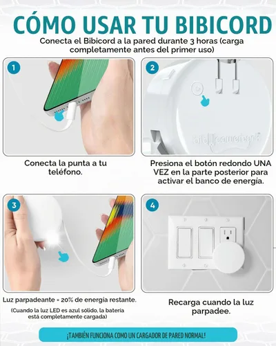 Vista 4 de Cargador de pared con cable retráctil USB-C 4 en 1 y banco