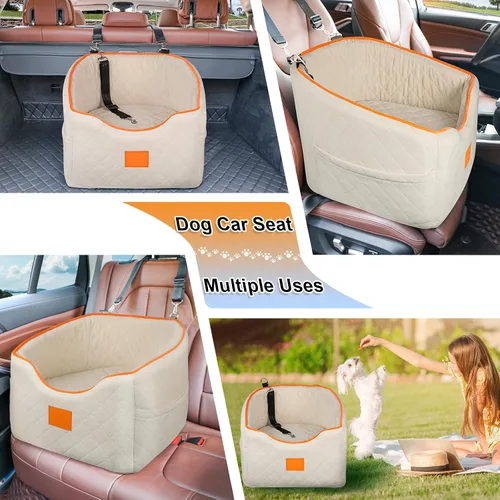 Vista 7 de XIEEAOZEE Asiento de automóvil para perros pequeños, asiento elevado de espuma viscoelástica para perros de hasta 35 libras, asiento elevado