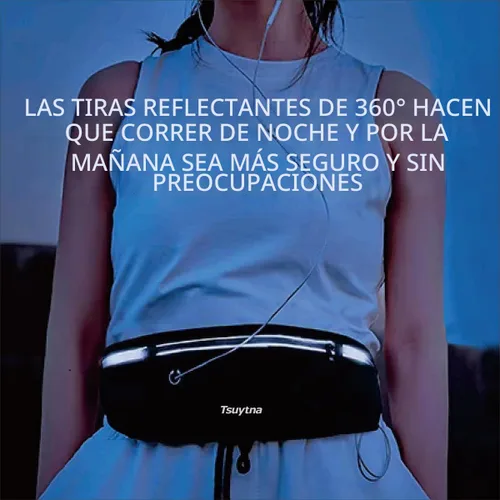 Vista 5 de Cinturón de correr para mujeres y hombres - Cinturón delgado para teléfono con soporte resistente al agua, correa de cintura ajustable con 3