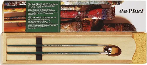 Vista 4 de da Vinci Watercolor Series 5240 Deluxe - Juego de pinceles de pintura, cabello natural y sintético con caja de almacenamiento de madera y jabón