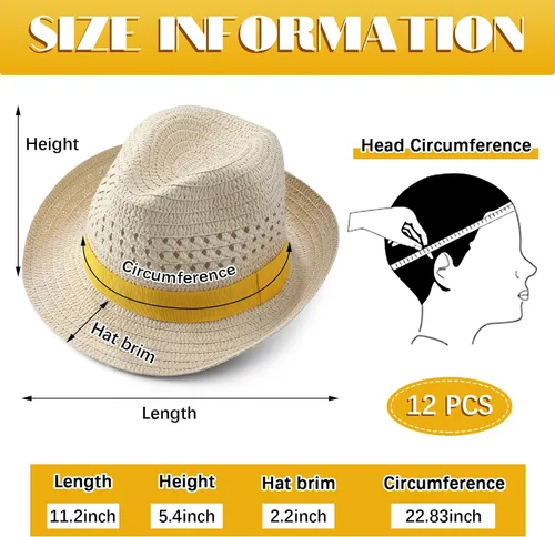 Vista 2 de Wesiti 12 sombreros para hombres y mujeres, sombreros de Panamá con banda colorida, sombrero de vaquero para verano, piscina, fiesta en la playa