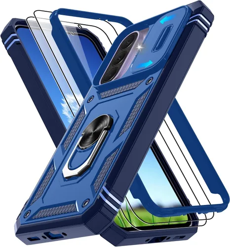 Vista 202 de Gritup Funda para Google Pixel 6 con cubierta deslizante para cámara y protector de pantalla (2 unidades), soporte de anillo giratorio 360°, funda