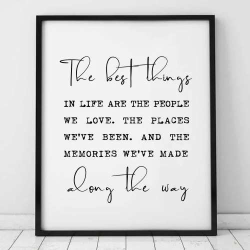 Vista 5 de Arte de pared The Best Things In Life con cita inspiradora, regalo para la familia, mejor amiga, hermana, regalo con citas positivas, impresión