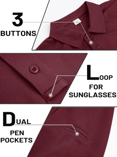 Vista 2 de TACVASEN - Camiseta de cuello polo táctica para hombre, diseño de manga larga y corta, para deportes y uso al aire libre