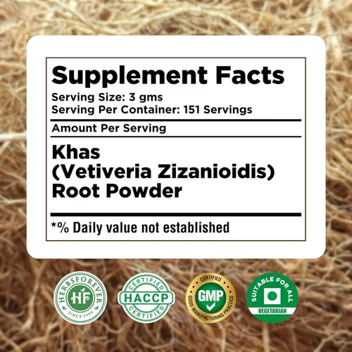 Vista 4 de Herbsforever Khas Powder - Vetiveria Zizanioides - Fuente de vitaminas, proteínas, minerales y fibra dietética - Sin OMG, orgánico, vegano - 454 GMS