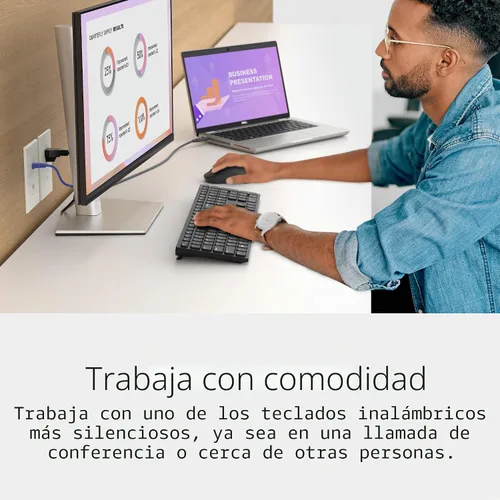 Vista 3 de Dell Teclado y mouse inalámbricos avanzados - KM520 - Inalámbrico, interfaz de 2.4 GHz, receptor inalámbrico USB, volumen, teclas de acceso rápido