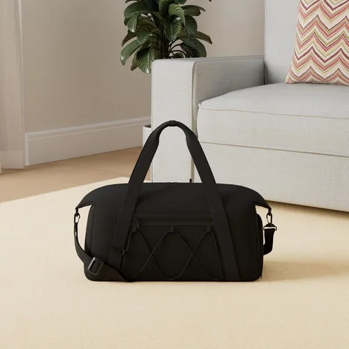 Vista 2 de BAGSMART Bolsa de gimnasio con compartimento para zapatos y bolsillo húmedo, bolsa de lona ligera para viajes deportivos, bolsa de transporte