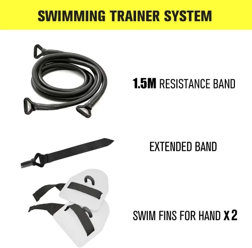 Vista 2 de Dryland Powercord con paletas, entrenador de fuerza de brazo de natación, juego profesional de bandas de ejercicio de resistencia de natación