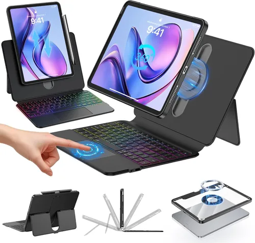 Vista 18 de Funda transparente con teclado para iPad A16 de 11ª/10ª generación Negro
