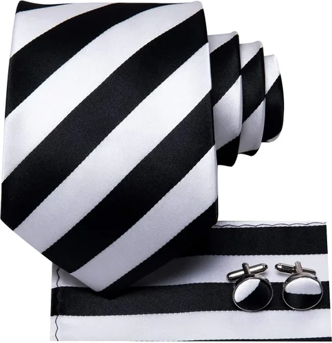 Vista 22 de Hi-Tie Corbatas de seda para hombre, diseño de cachemira a rayas, con bolsillo, gemelos cuadrados, conjunto formal de negocios