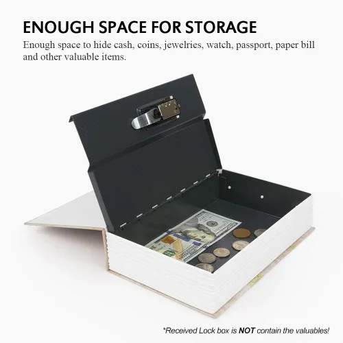 Vista 6 de KYODOLED Caja fuerte de metal portátil con cerradura de llave, libro secreto oculto, libro secreto seguro, libro de desviación con diccionario, 9.5