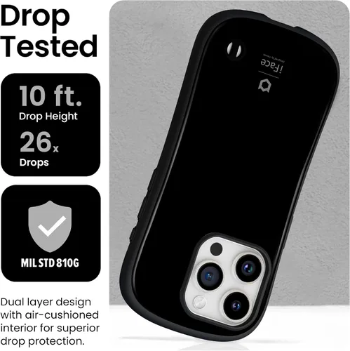 Vista 3 de iFace Compatible con iPhone 15 - [Primera clase] Lindas fundas a prueba de caídas para teléfonos celulares - Negro
