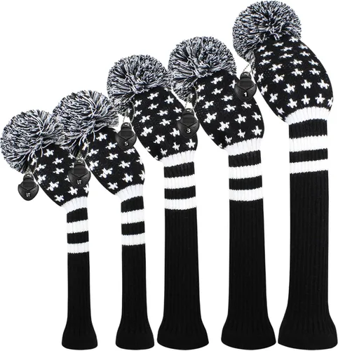 Vista 8 de Scott Edward Knit Golf Club Cover for Woods and Driver Set of 5 Head Covers Protect Driver Wood(460cc)* 1 Fairway Wood*2 and Hybrid/UT*2 with