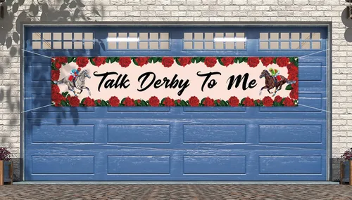 Vista 4 de Cartel con texto en inglés "Talk Derby To Me" - Cartel de decoración para jardín de Churchill Downs Kentucky, fiesta de carreras de caballos