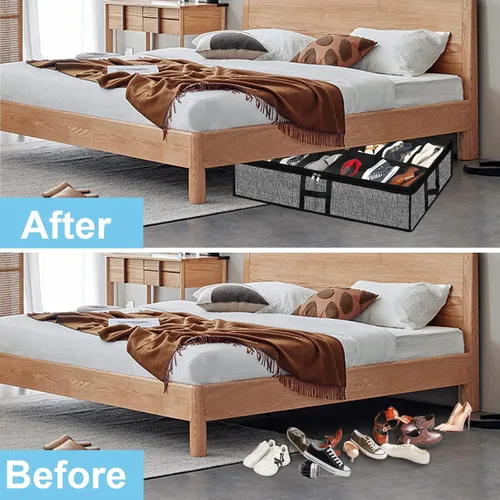 Vista 8 de Organizador de zapatos debajo de la cama para armario, paquete de 2, se adapta a 24 pares de cajas de contenedores de zapatos debajo de la cama