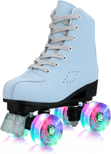 Vista 9 de YYW - Patines de cuero PU de alta calidad para mujeres y hombres, tipo botín, clásicos de doble fila, para interiores y exteriores, con bolsa