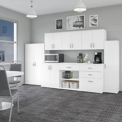 Vista 8 de Bush Business Furniture - Armario universal de almacenamiento de piso con puertas y estantes en blanco, unidad de almacenamiento vertical de oficina
