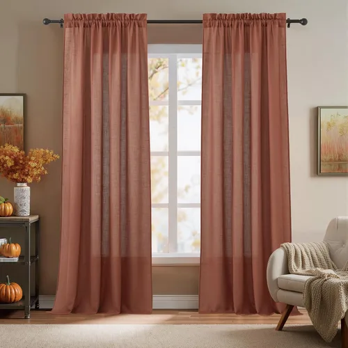 Vista 88 de RYB HOME - Cortinas de lino texturizado semitranslúcidas, privacidad media, filtro de luz, decoración de ventana para dormitorio/baño/sala de estar