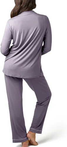 Vista 5 de Kindred Bravely Clea Bamboo Classic - Conjunto de pijama de manga larga para maternidad y lactancia