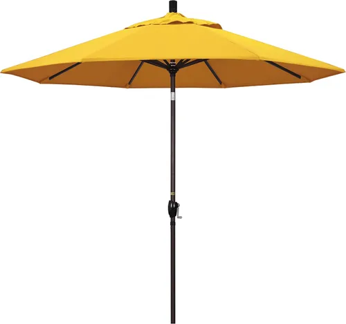 Vista 28 de California Umbrella Paraguas redondo de aluminio del mercado de 9', elevación de manivela, inclinación del botón, poste de bronce Azul (Air Blue)