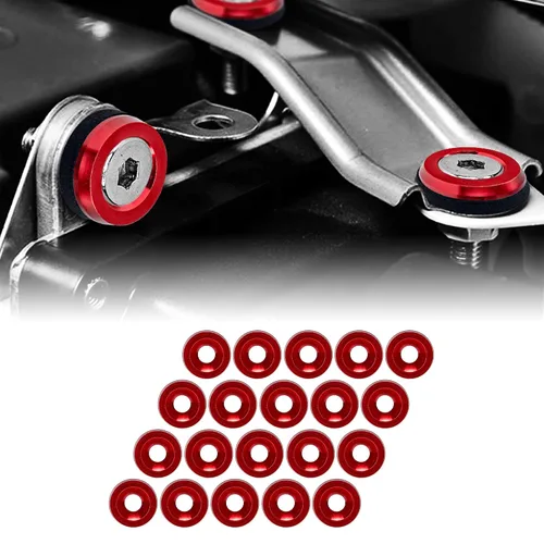 Vista 8 de JDM - Kit de pernos de aluminio para parachoques de parachoques, 20 juegos, M6 x 0.787 in para bahía de motor (negro) 20-set · engine bay dress-up