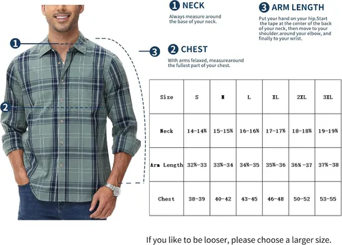Vista 7 de MCEDAR Camisa de algodón de manga larga con botones y bolsillo a cuadros de ajuste regular para hombre