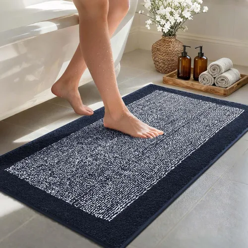 Vista 36 de Alfombras de baño de 17 x 24 pulgadas, antideslizantes, lavables, color gris, para bañera, tapete de baño para baño, tapete suave y absorbente