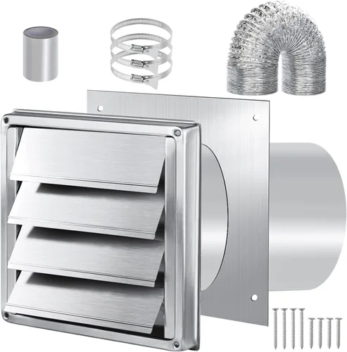 Vista 12 de Kit de ventilación de secadora a través de la pared con manguera/conducto conector/placa de pared, kit de conector de manguera de ventilación