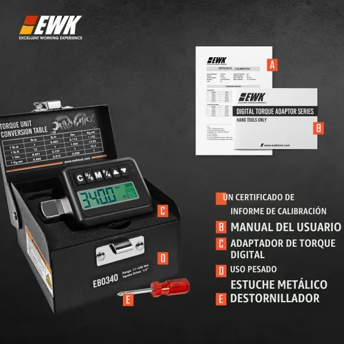 Vista 2 de EWK - Adaptador de par digital de 1/2 pulgada (12,5 a 250 pies-libras)