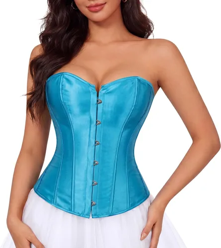 Vista 23 de Zhitunemi - Conjunto de lencería sensual para mujer, corsé de satén negro moldeador de cintura Beige