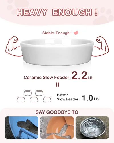 Vista 5 de TRUVIC Recipientes de alimentación lenta para perros de cerámica, tazón de rompecabezas de alimentación lenta de 1.5 tazas para perros que comen