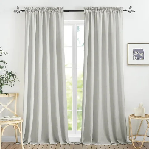 Vista 98 de RYB HOME - Cortinas de lino texturizado semitranslúcidas, privacidad media, filtro de luz, decoración de ventana para dormitorio/baño/sala de estar