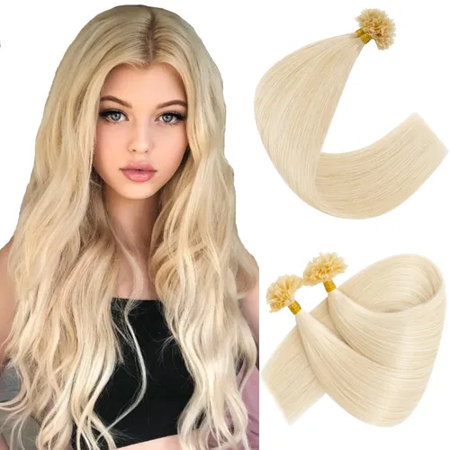 Vista 14 de Extensiones de cabello humano con punta en U, con queratina de fusión caliente, extensiones de cabello humano real, extensiones de cabello Remy