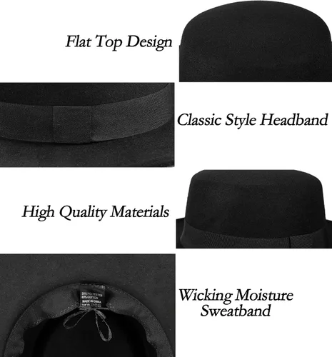 Vista 7 de Sombrero de fieltro de ala ancha para mujer, sombrero clásico para tartas de cerdo