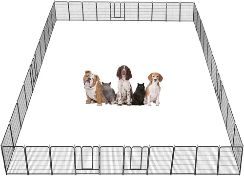 Vista 8 de Corralito para perros, 32/40/45 pulgadas de altura en resistente, plegable para interiores y exteriores, valla antióxido para ejercicio de perros