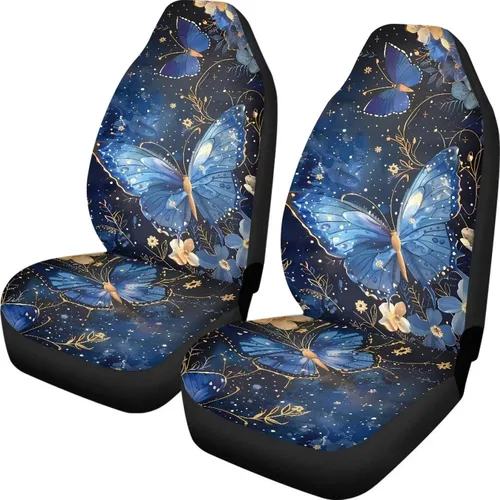 Vista 10 de INSTANTARTS Fundas de asiento de coche con diseño de dalia estética, solo para asientos delanteros, protector de asiento de vehículo, 2 unids/set