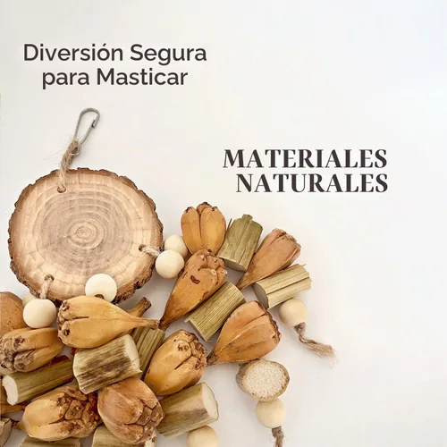 Vista 3 de Juguetes naturales para pájaros, juguetes masticables para loros, accesorios de jaula, soporte de madera para periquitos, loros, cacatúas