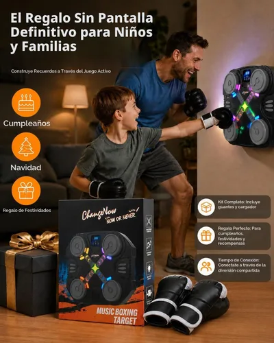 Vista 4 de Music Boxing Machine for Kids-Interactive Wall Mounted Punching Target with Sound & Lights,Smart Boxing Trainer Machine Fitness Game Gymnastics