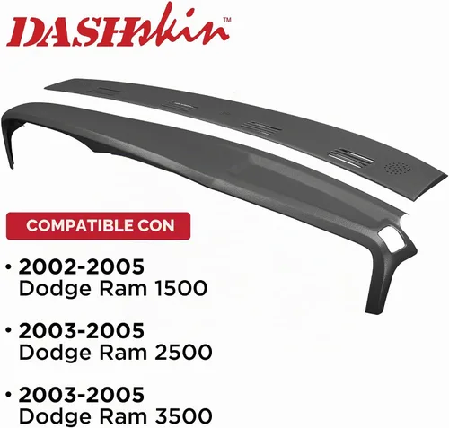 Vista 3 de DashSkin Tapa moldeada de dos piezas para salpicadero compatible con Dodge Ram 2002-2005 (Ram 2500 y 3500 2003-2005) en gris pizarra oscura gris