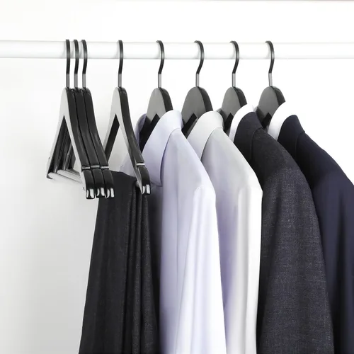 Vista 8 de TOPIA HANGER - Juego de perchas de madera premium, perchas de madera de lujo boutique con gancho extra grueso y barra antideslizante
