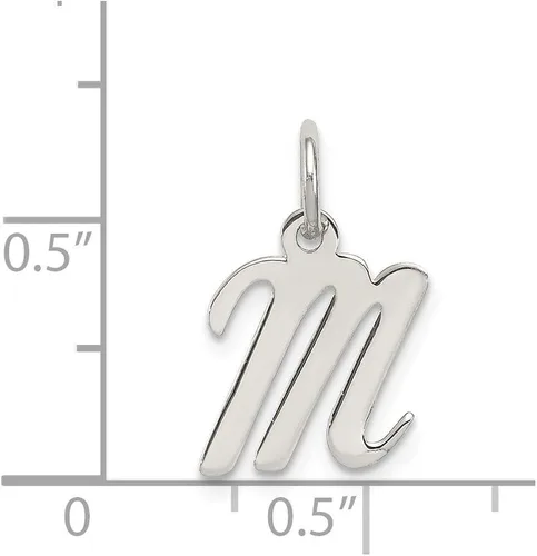 Vista 3 de Colgante de plata de ley 925 maciza con letra inicial de letra M 0630in