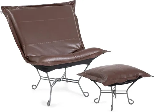 Vista 9 de Howard Elliott Collection Avanti Pecan - Silla de asiento oscilante con funda, silla multiusos de mariposa con marco de titanio, muebles de patio