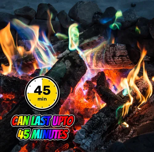 Vista 8 de Merlin's Mystical Fire - Paquete de 6 paquetes que cambian de color, 0.882 onzas cada uno, llamas mágicas multicolor encantadas de larga duración
