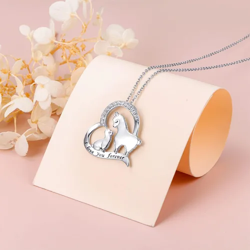 Vista 6 de Collares de animales para mujeres y niñas, plata de ley, rana, mariquita, estrella, camello, jirafa, gato, champiñón, joyería de Navidad, regalos