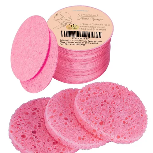 Vista 14 de GAINWELL Bride to Be Gifts - Esponja facial comprimida de 50 unidades, limpieza facial diaria y exfoliante, esponjas cosméticas de spa 100% Rosa