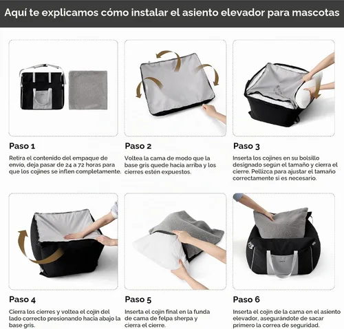 Vista 7 de Lesure Asiento de Coche Elevador para Perros Pequeños - Asiento de Coche Impermeable para Perros con Bolsillos de Almacenamiento, Correa