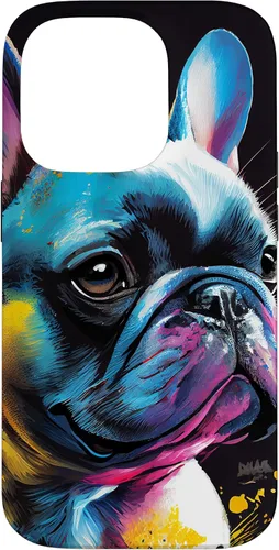 Vista 17 de French Bulldog Puppy Colorful Illustration Graphic Case for iPhone 17