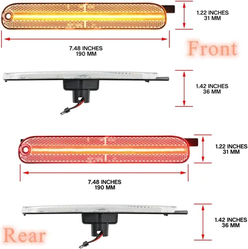 Vista 4 de Luces LED de marcador lateral para Chevy Lumina y Monte Carlo 1995-2001 con lente transparente, marcadores de guardabarros izquierdo y derecho