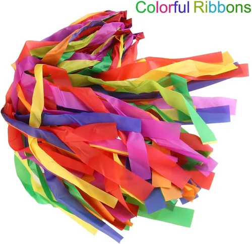 Vista 5 de Cintas de baile arcoíris, 12 cintas de ritmo para niños y adultos, brillantes y multicolor