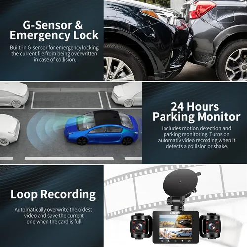 Vista 15 de 360° 4 canales Dash Cam delantera y trasera